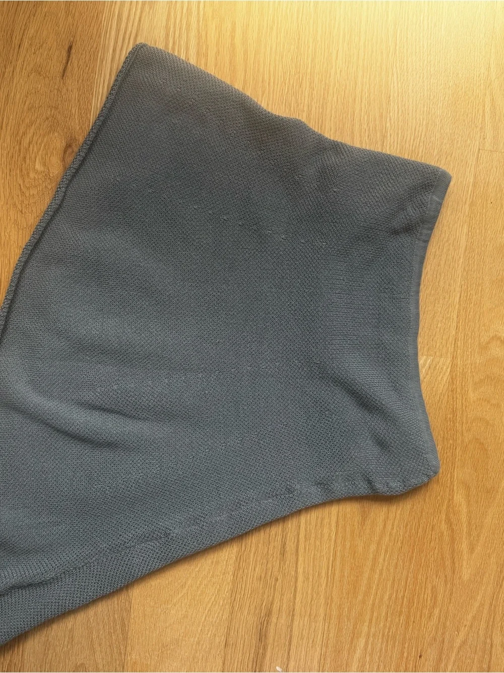 Blue gray sweater set with asymmetrical tube top and pants